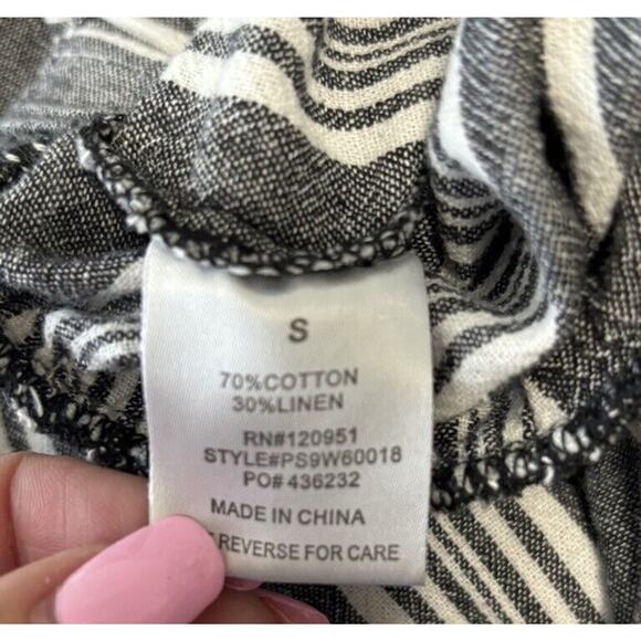 Pink Rose Pants Womens Small Gray & White Striped Pull On Boho Wide Leg (e1) - Picture 8 of 8